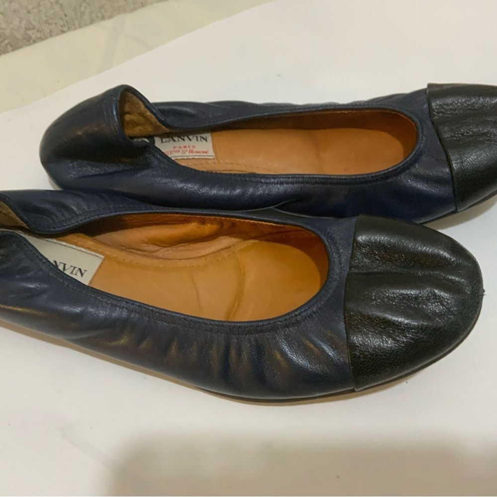 LANVIN leather Ballet Flats blue black 37.5 - Picture 5 of 5